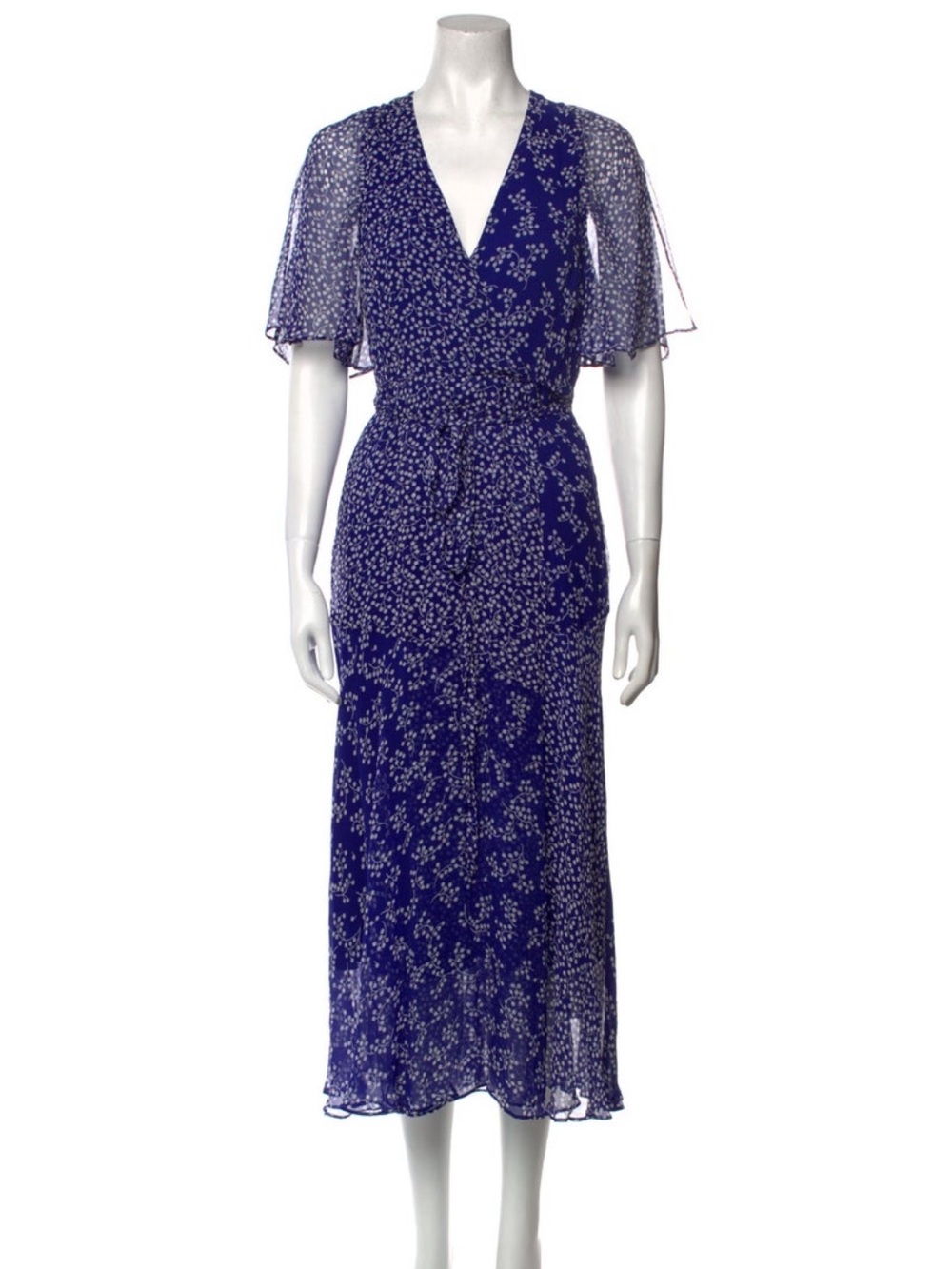 LK Bennett 100% Silk Elif Navy Floral Pattern Dress Size US4